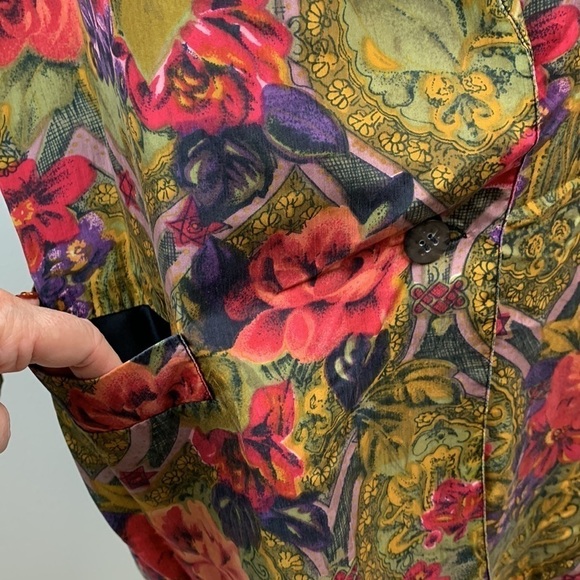 Vintage 90s Robert Stock silk floral print blazer one button, fully lined EUC - Picture 5 of 8